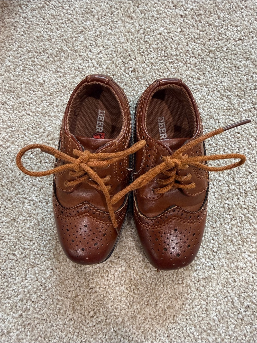 Deer Stags Tan/Brown Boys Wingtip Dress Shoes